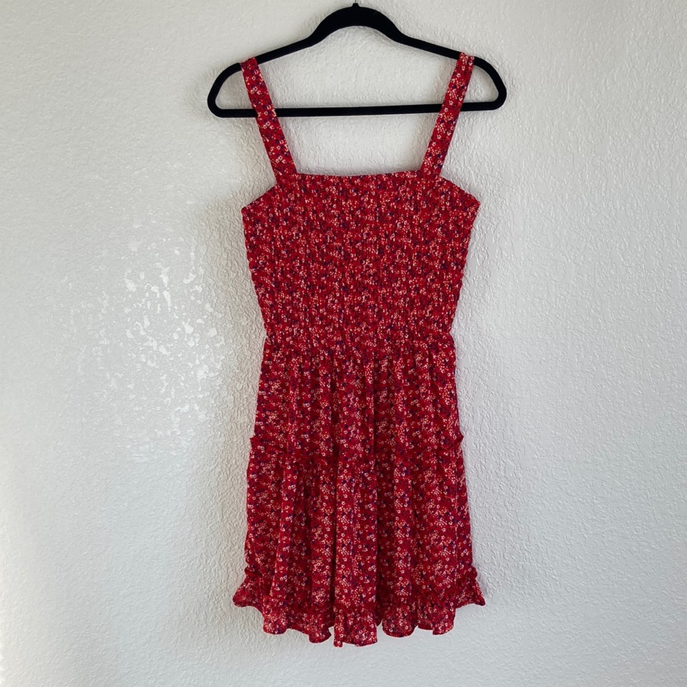 Red floral dress